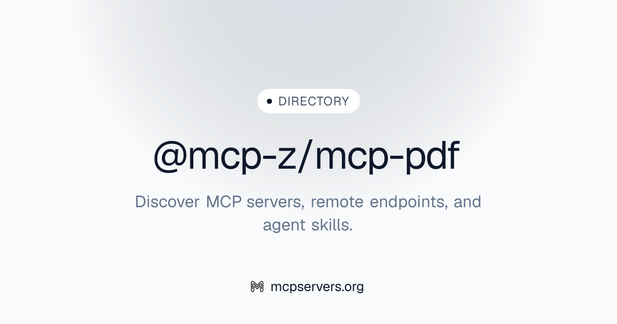 Z Pdf MCP Server | Awesome MCP Servers