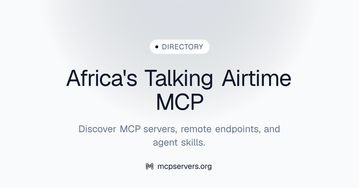Africa's Talking Airtime MCP Server | Awesome MCP Servers