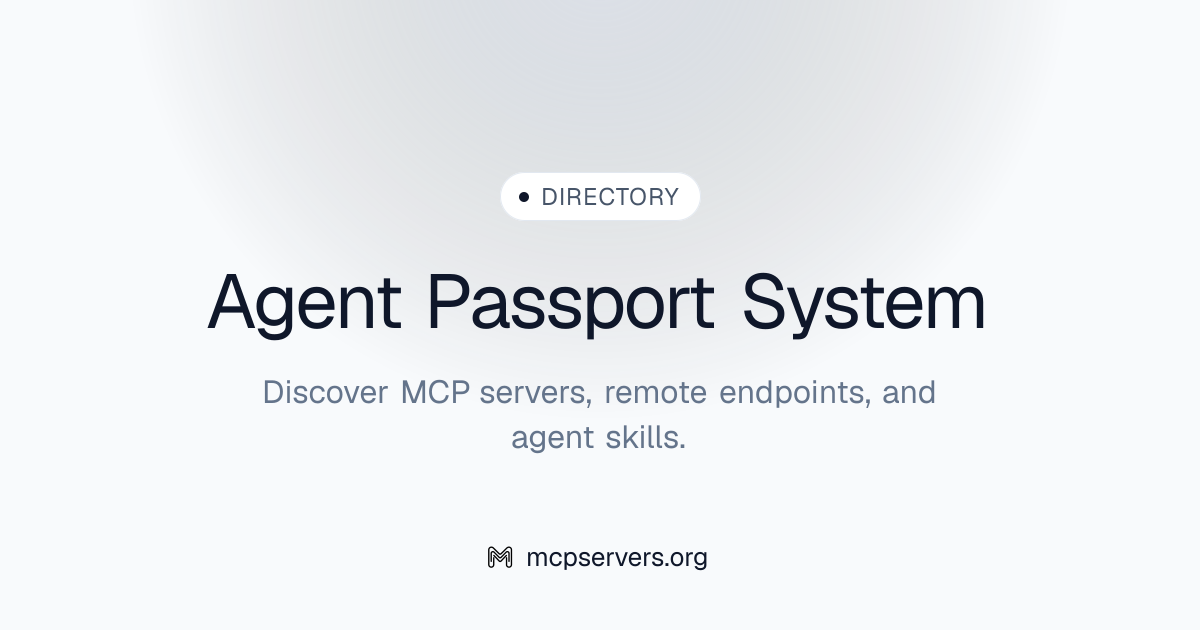 Agent Passport System MCP Server | Awesome MCP Servers