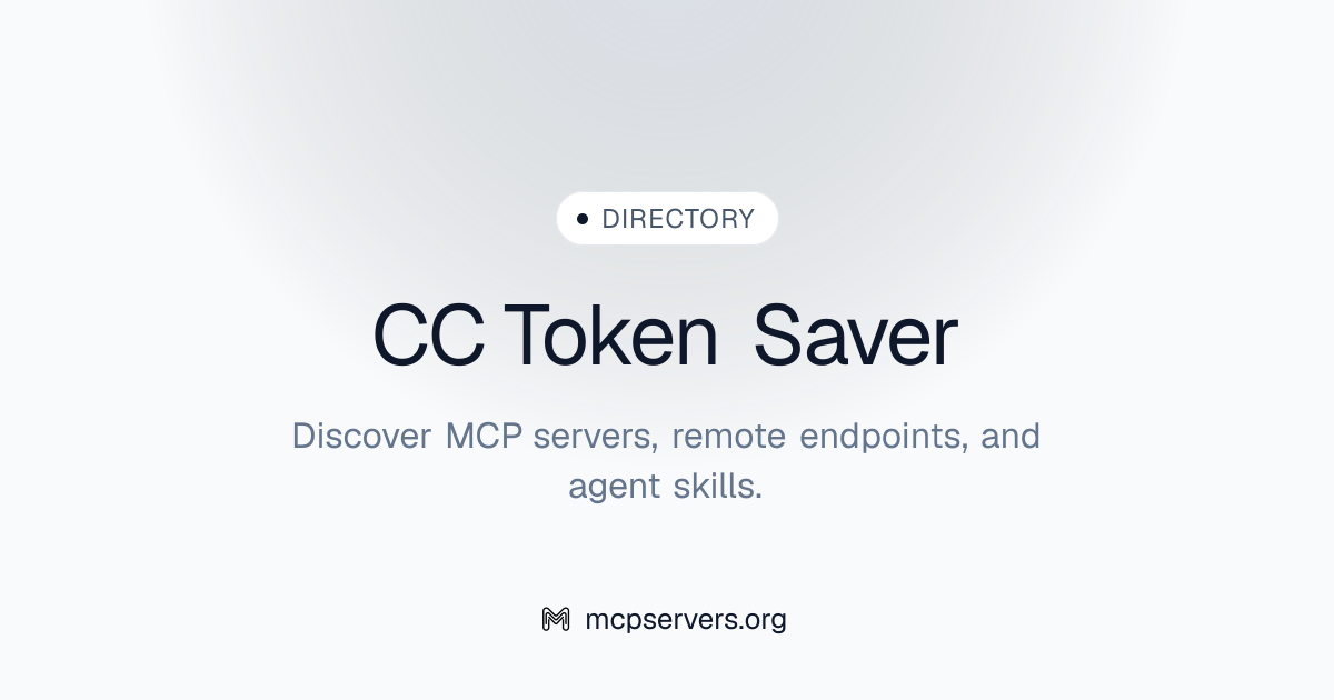 CC Token Saver MCP Server | Awesome MCP Servers