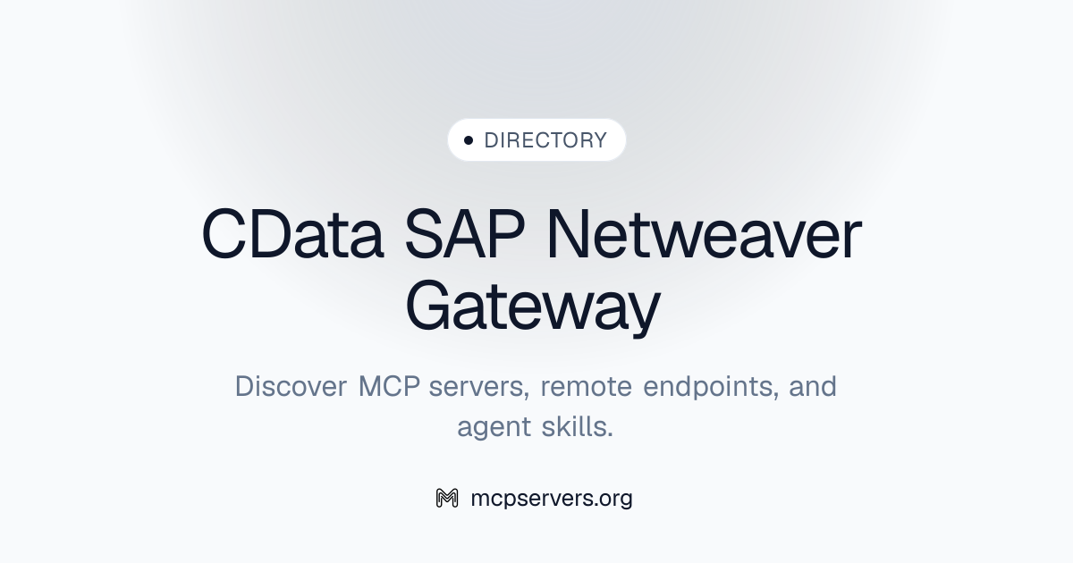 Cdata SAP Netweaver Gateway MCP Server | Awesome MCP Servers