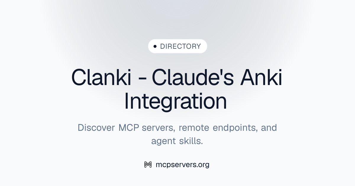 Clanki Claude's Anki Integration MCP Server