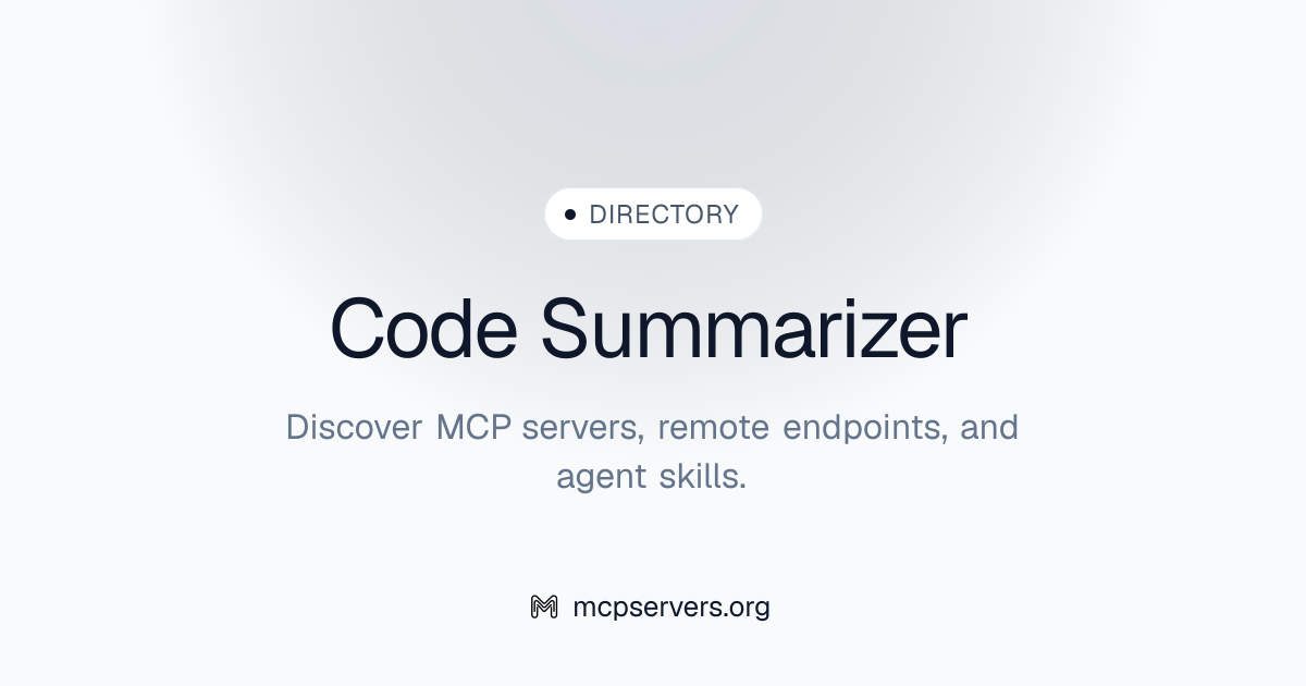 Code Summarizer MCP Server | Awesome MCP Servers