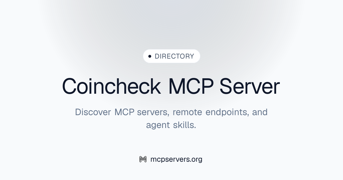 Coincheck MCP Server | Awesome MCP Servers