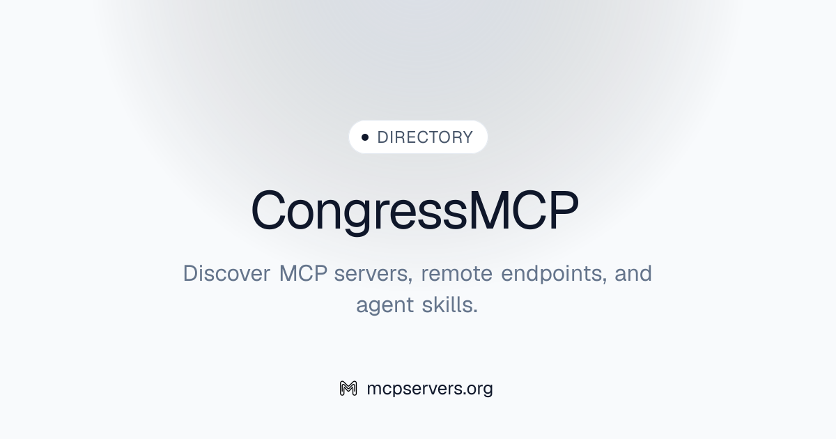 CongressMCP MCP Server | Awesome MCP Servers