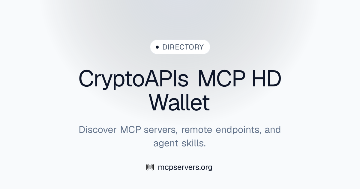 Crypto Apis HD Wallet MCP Server | Awesome MCP Servers
