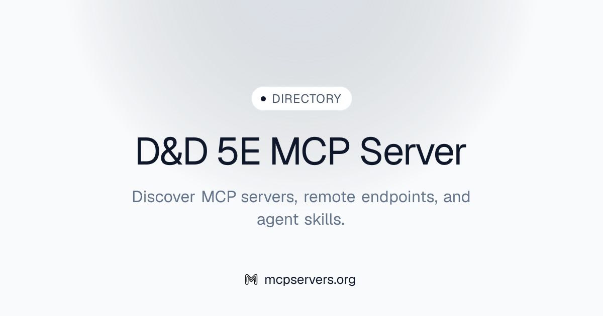 D&d 5 E MCP Server | Awesome MCP Servers
