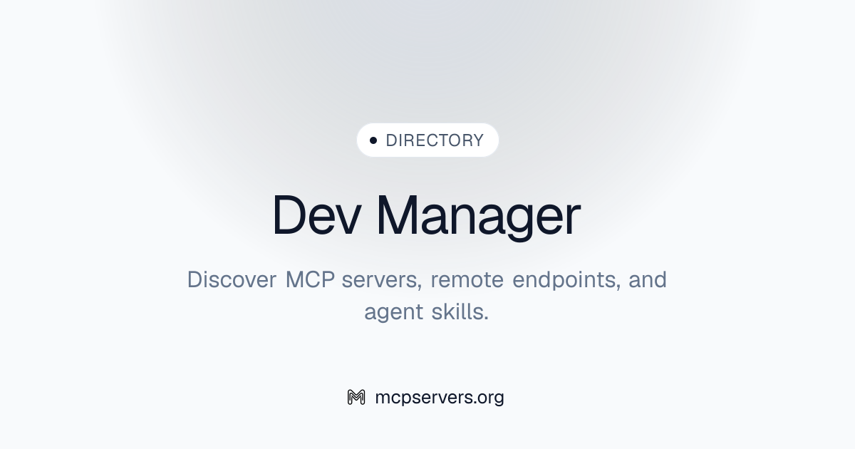 Dev Manager MCP Server | Awesome MCP Servers