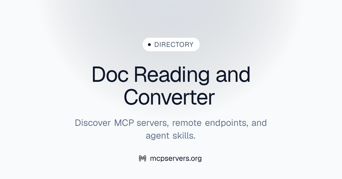 Doc Reading And Converter MCP Server | Awesome MCP Servers