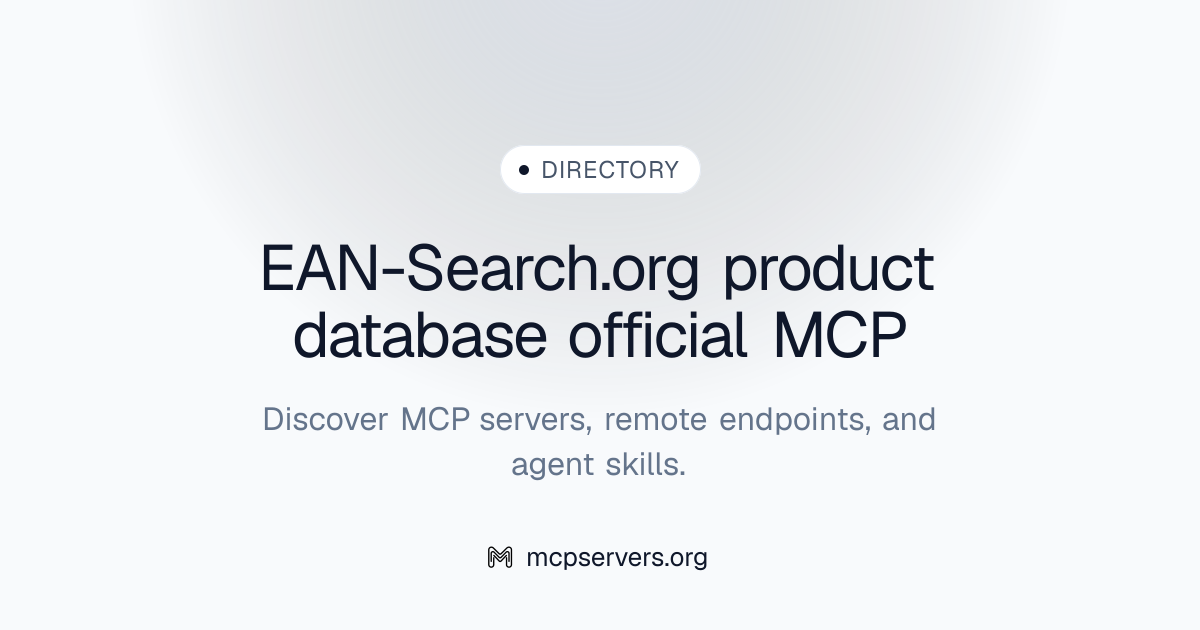 EAN Search Org Product Database Official MCP Server