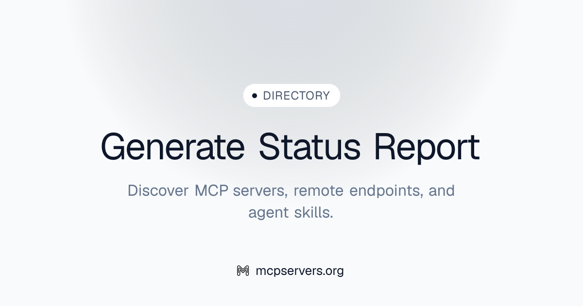 Generate Status Report | Agent Skills Library