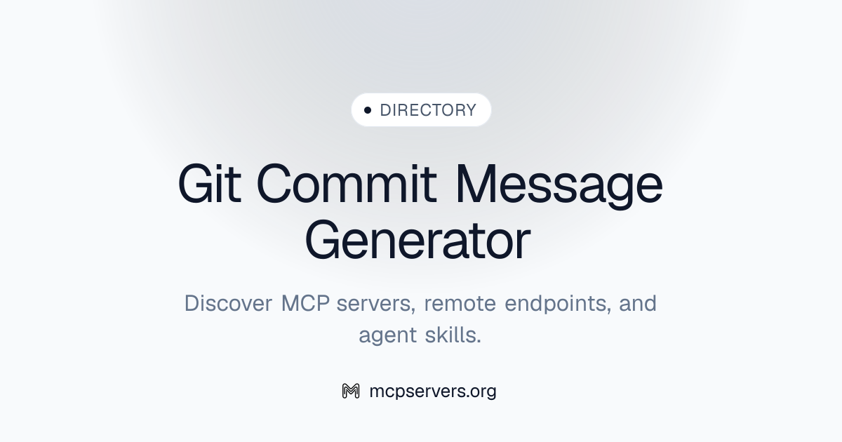 Git Commit Message Generator MCP Server