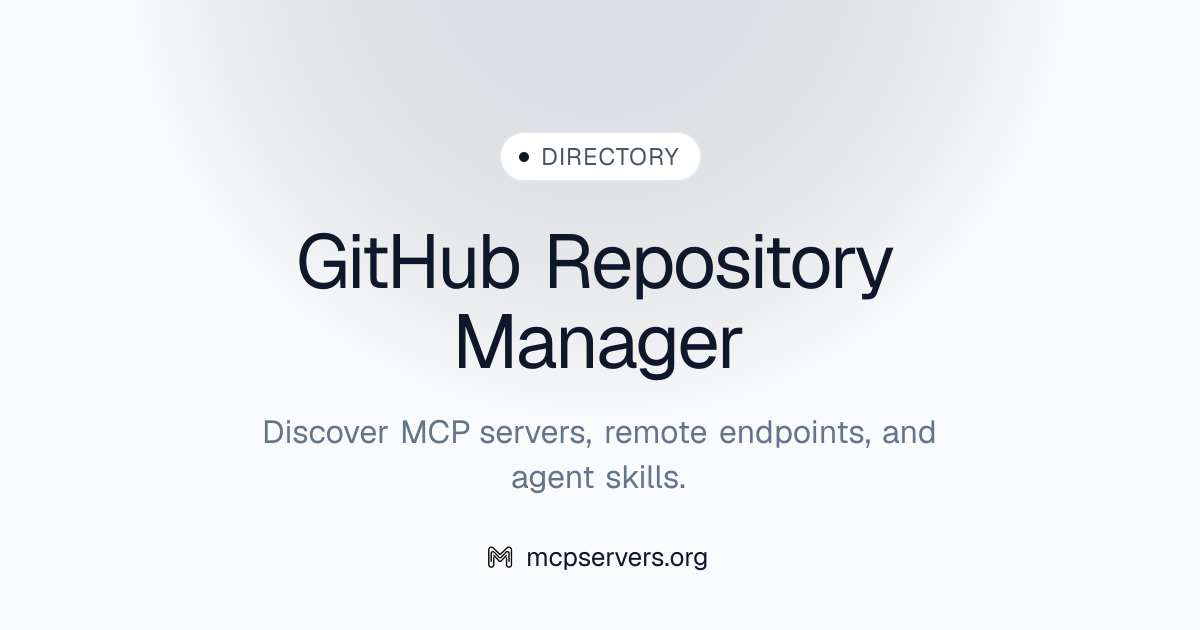 GitHub Repository Manager MCP Server | Awesome MCP Servers