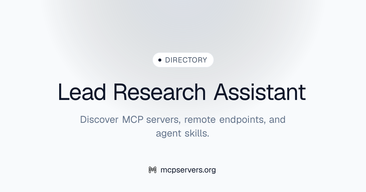 Lead Research Assistant | Agent Skills Library