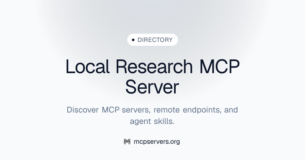Local Research MCP Server | Awesome MCP Servers