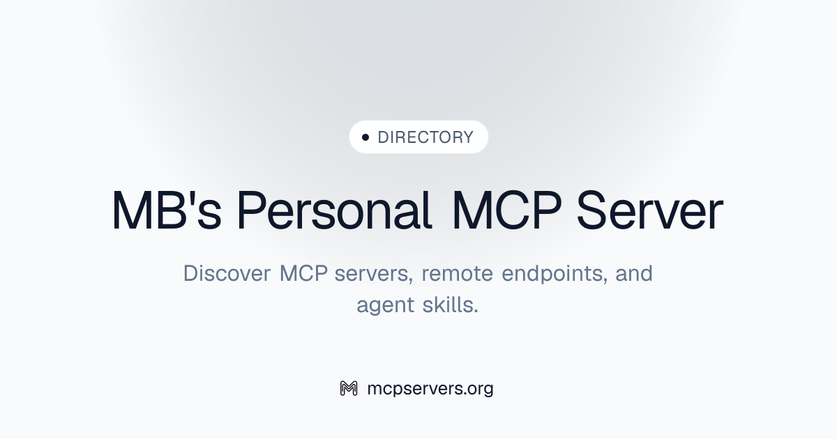 Mb's Personal MCP Server | Awesome MCP Servers