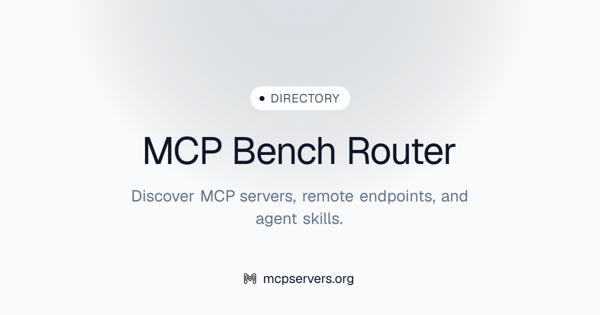 Bench Router MCP Server | Awesome MCP Servers