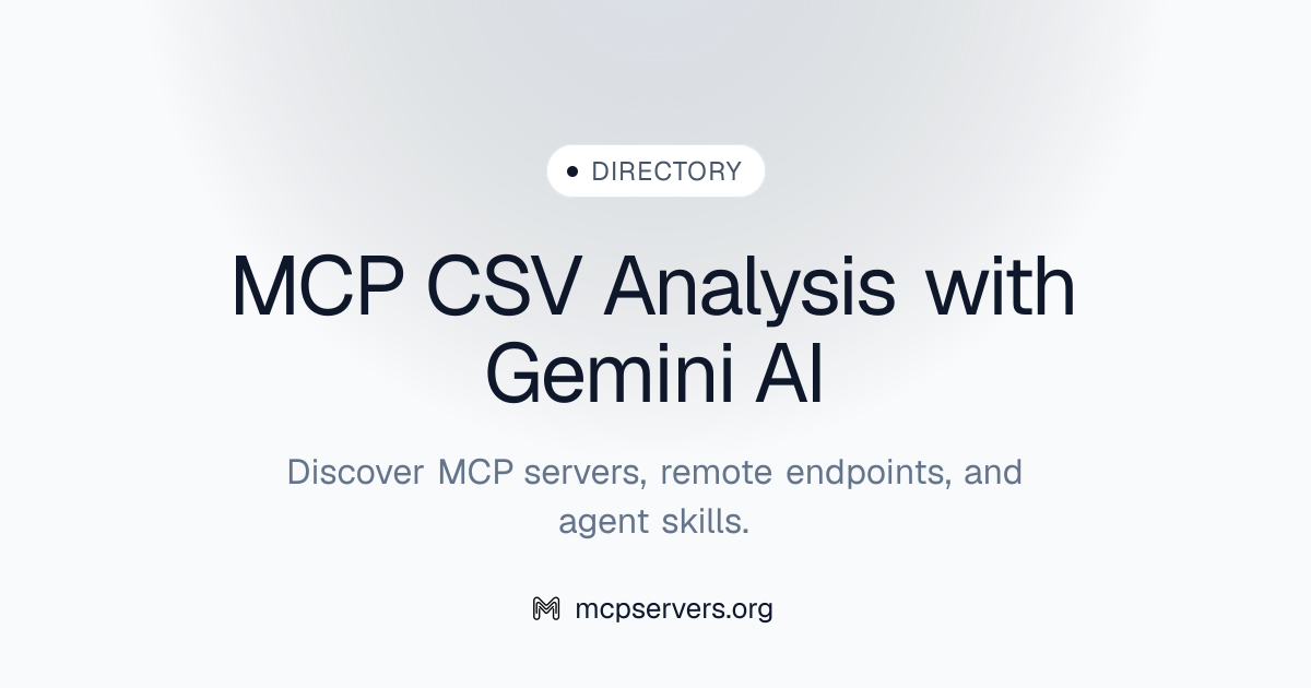 CSV Analysis With Gemini AI MCP Server | Awesome MCP Servers