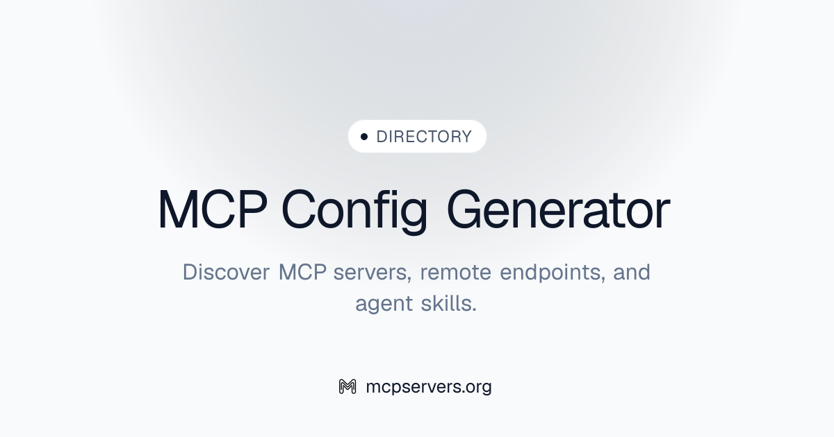Config Generator MCP Server | Awesome MCP Servers