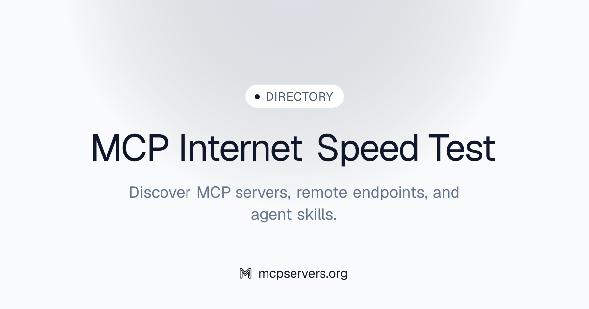 Internet Speed Test MCP Server | Awesome MCP Servers