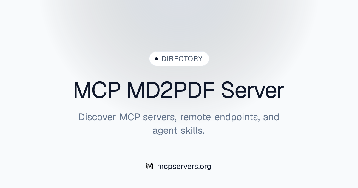 MD2 PDF MCP Server | Awesome MCP Servers