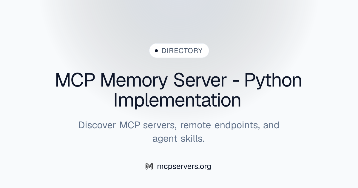 Memory Python Implementation MCP Server