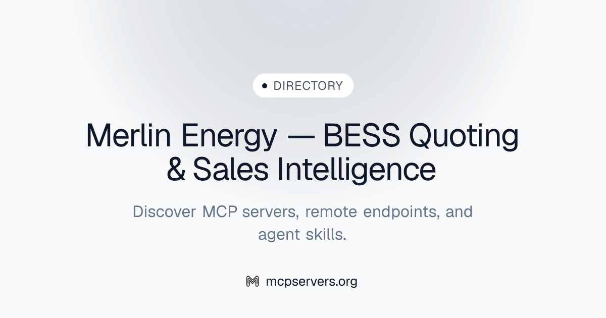 Merlin Energy — BESS Quoting & Sales Intelligence MCP Server