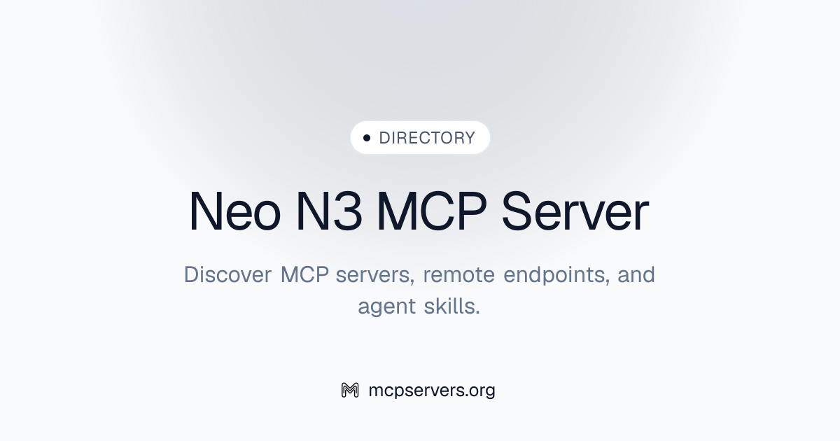 Neo N3 MCP Server | Awesome MCP Servers