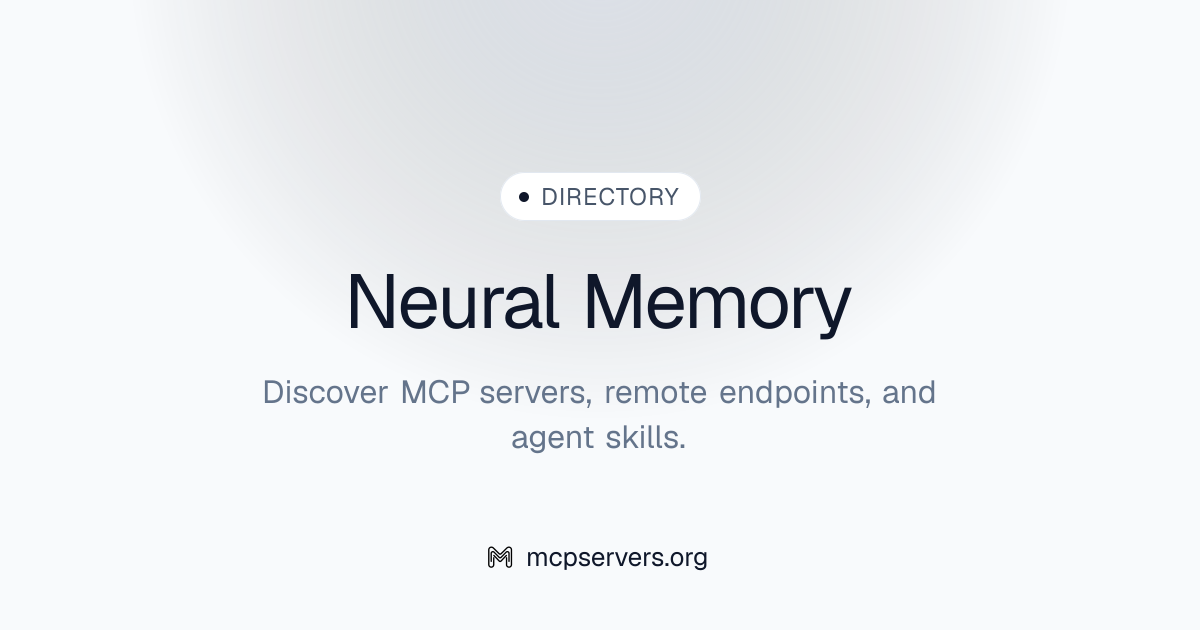 Neural Memory MCP Server | Awesome MCP Servers