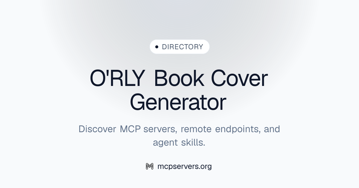 O'rly Book Cover Generator MCP Server | Awesome MCP Servers