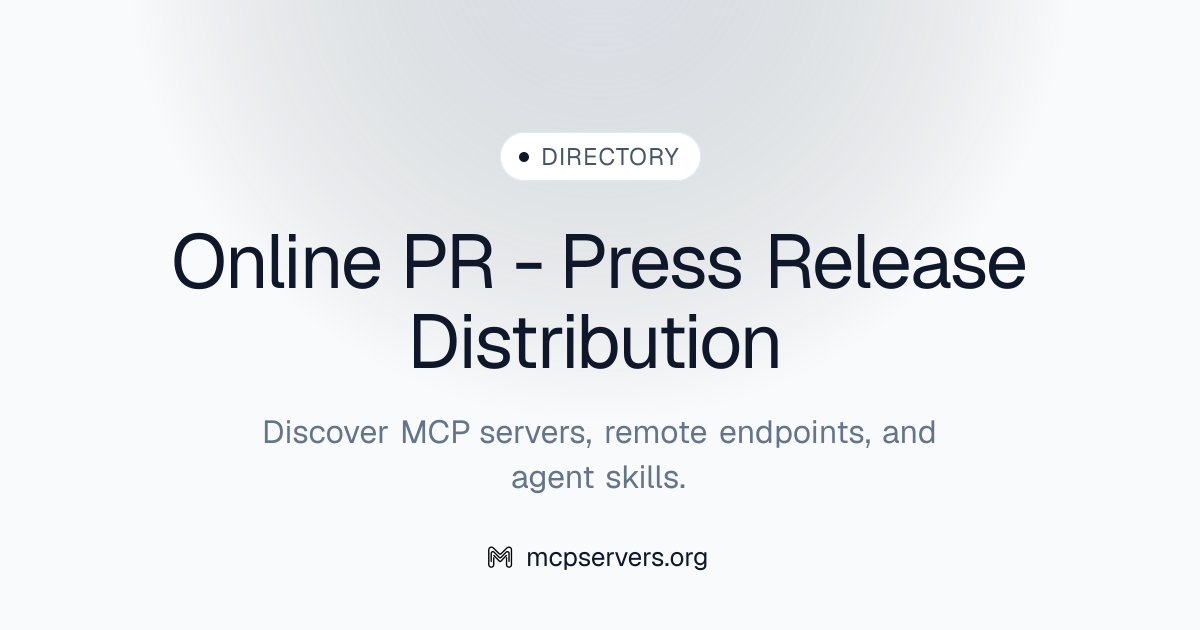 Online PR Press Release Distribution MCP 服务器 | Awesome MCP Servers