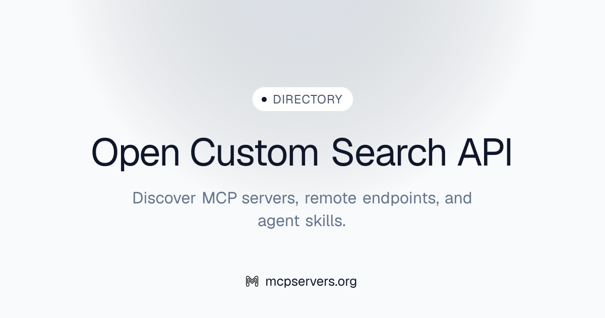 Open Custom Search API MCP Server | Awesome MCP Servers