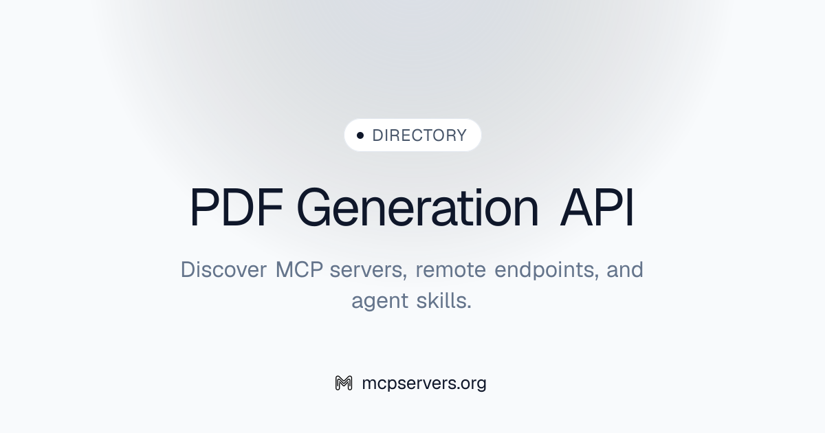 PDF Generation API MCP Server | Awesome MCP Servers