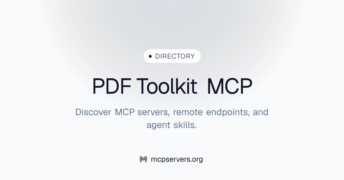 PDF Toolkit MCP Server | Awesome MCP Servers