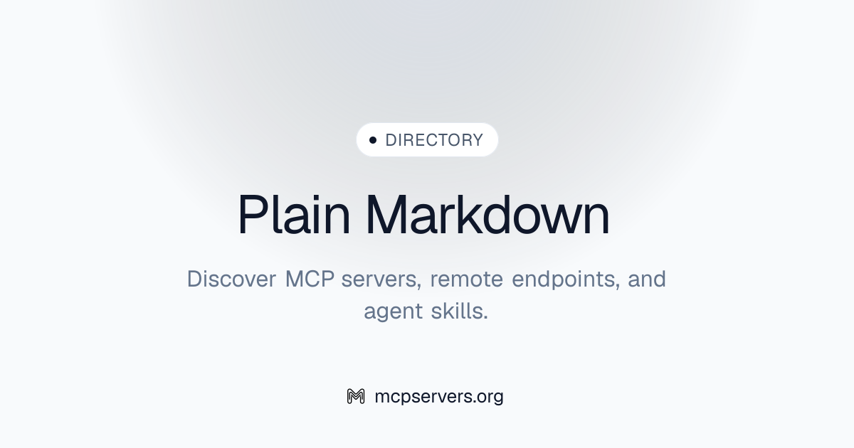 Plain Markdown MCP Server | Awesome MCP Servers