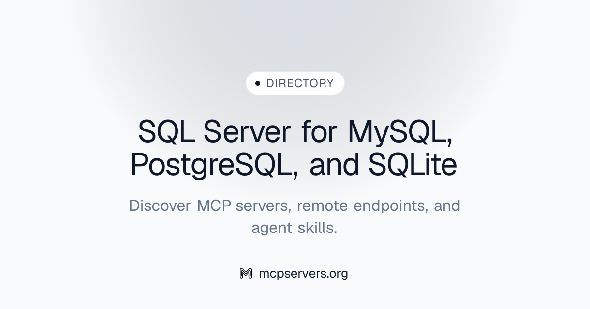 SQL For My SQL Postgre SQL And SQLite MCP Server