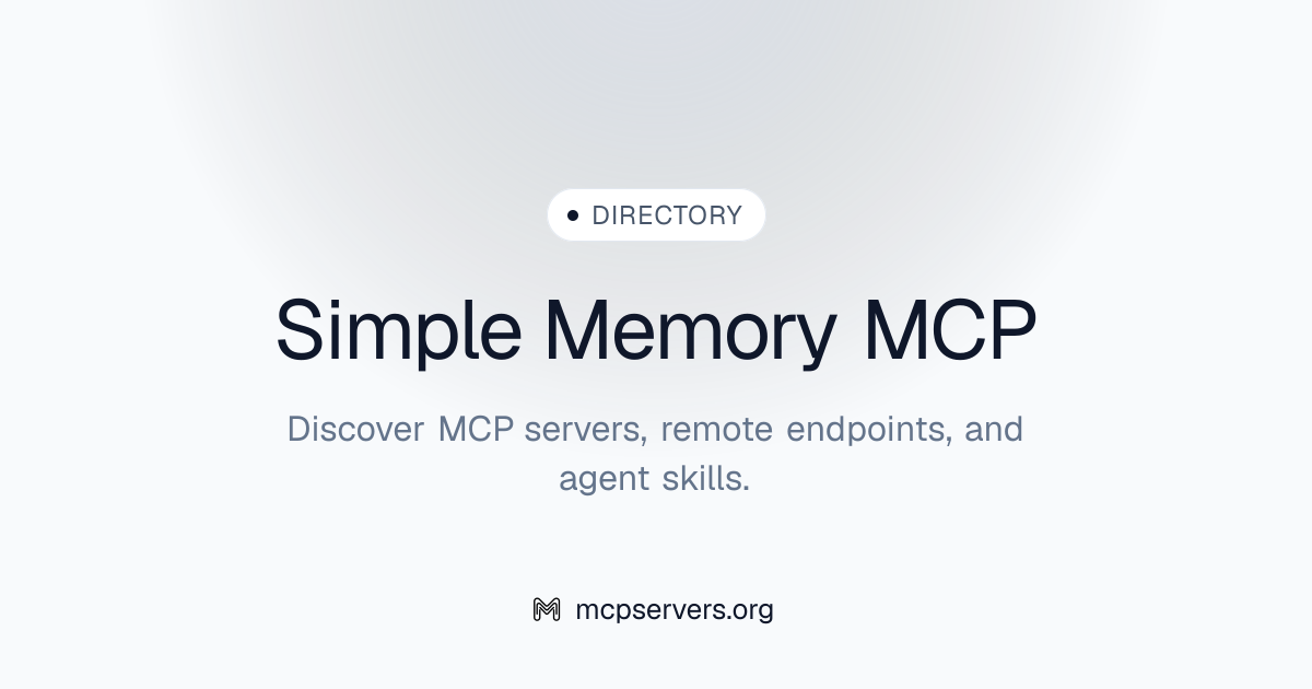 Simple Memory MCP Server | Awesome MCP Servers