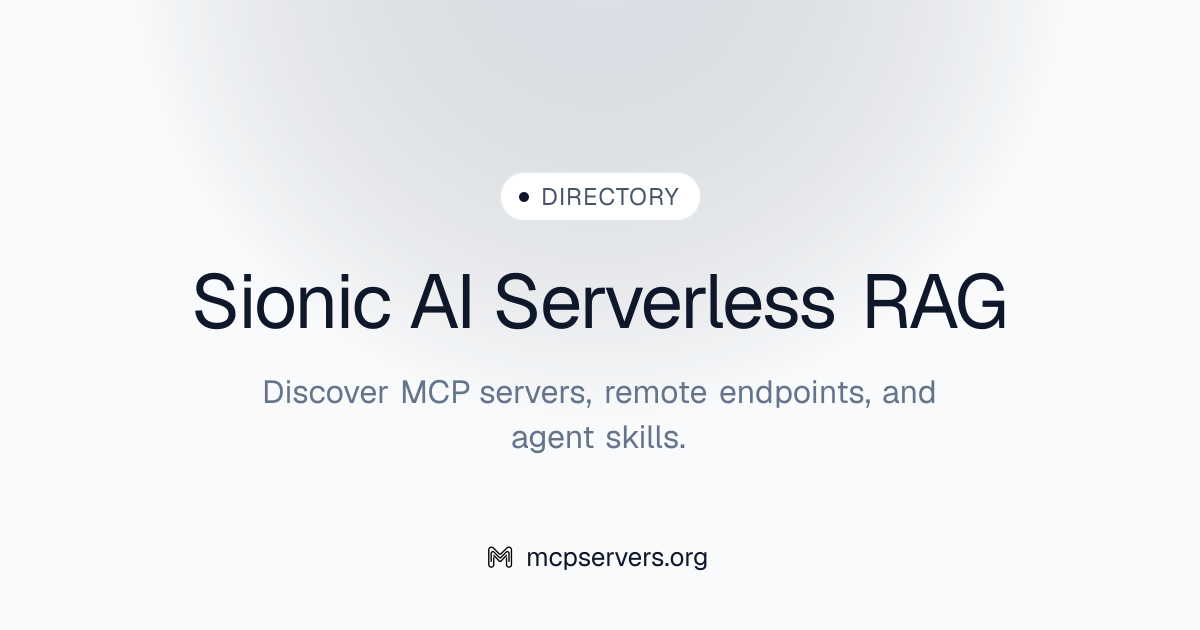 Sionic AI Serverless RAG MCP 伺服器 | Awesome MCP Servers