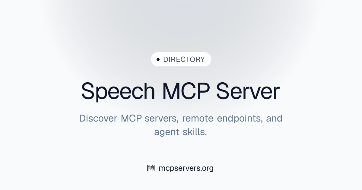 Speech MCP Server | Awesome MCP Servers