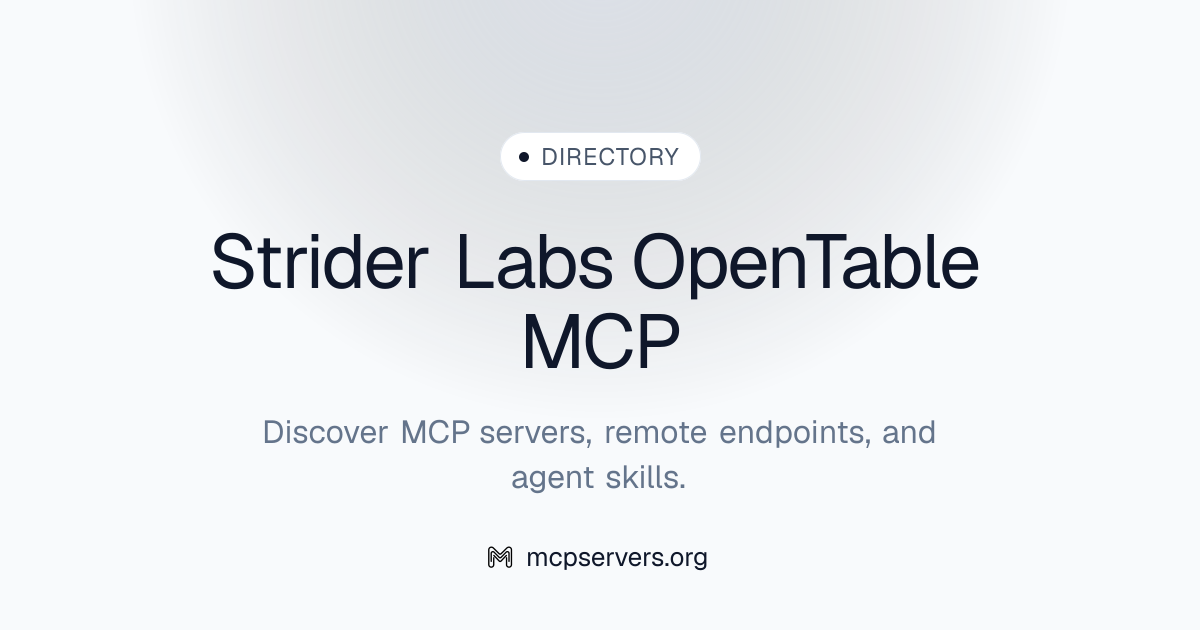 Strider Labs Open Table MCP Server | Awesome MCP Servers