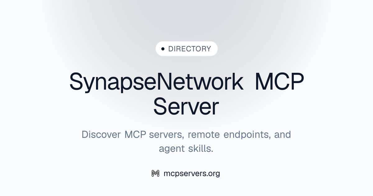 Synapse Network MCP Server | Awesome MCP Servers
