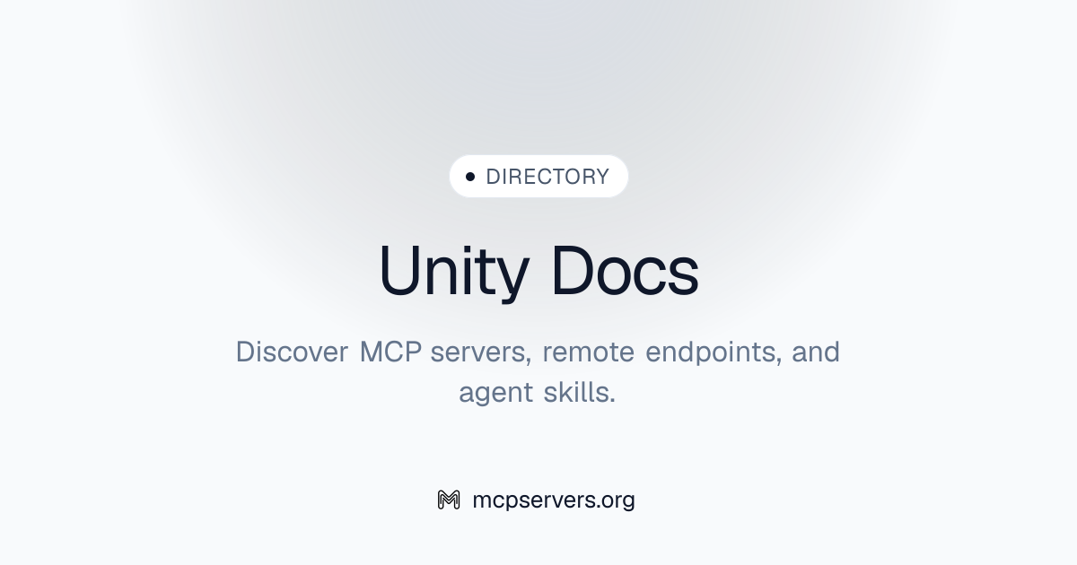 Unity Docs MCP Server | Awesome MCP Servers