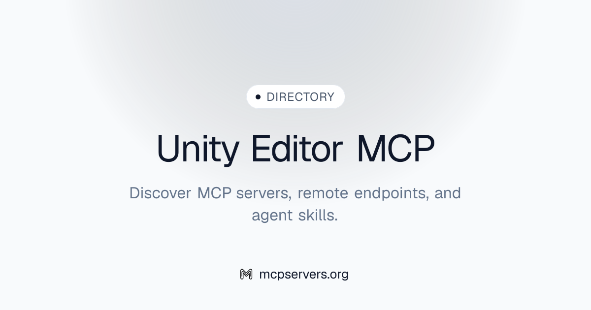 Unity Editor MCP Server | Awesome MCP Servers