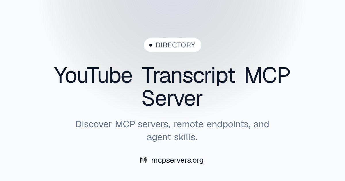You Tube Transcript MCP 服务器 | Awesome MCP Servers