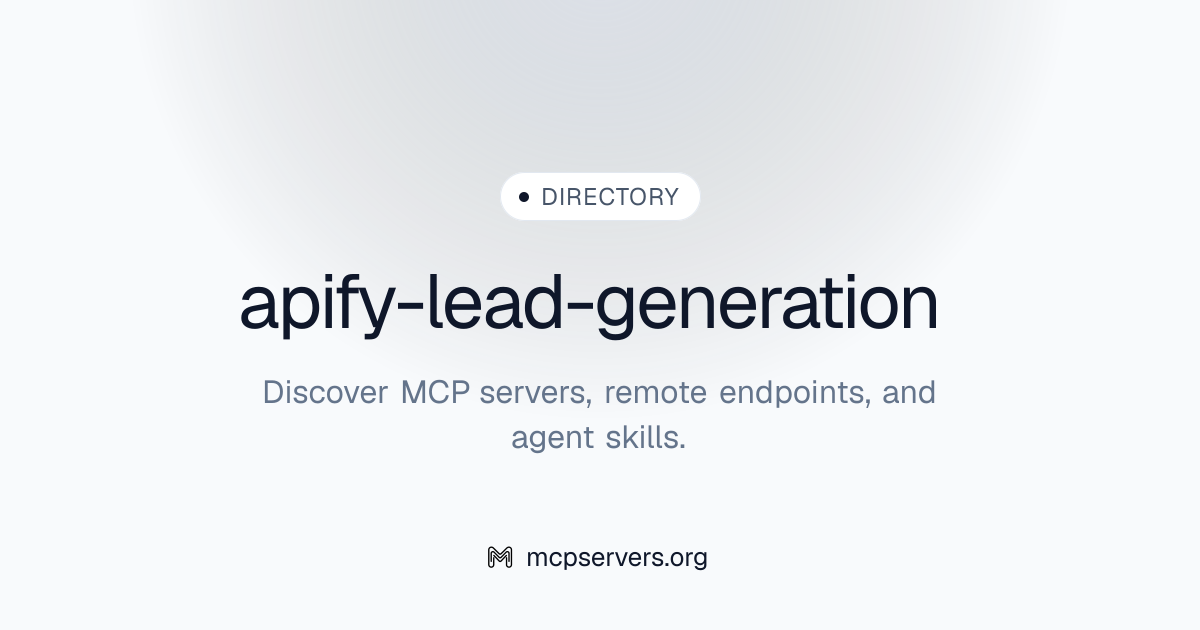 apify-lead-generation | Agent Skills Library