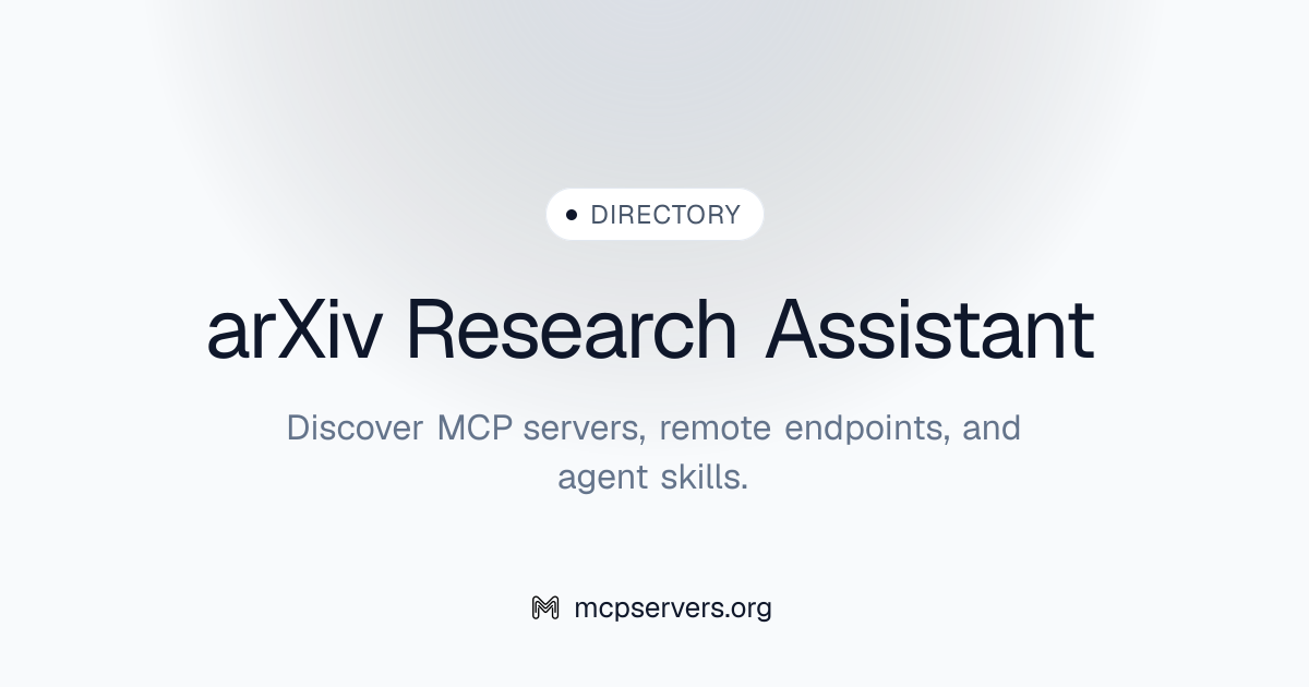 Ar Xiv Research Assistant MCP Server | Awesome MCP Servers