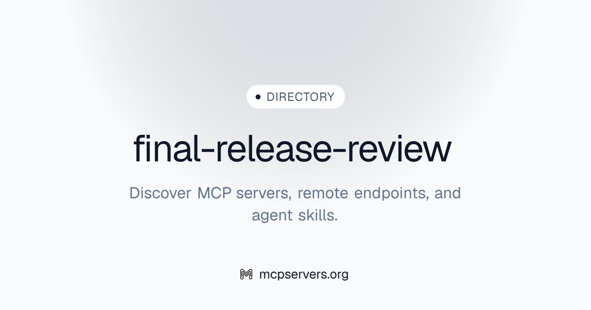 final-release-review | Agent Skills Library