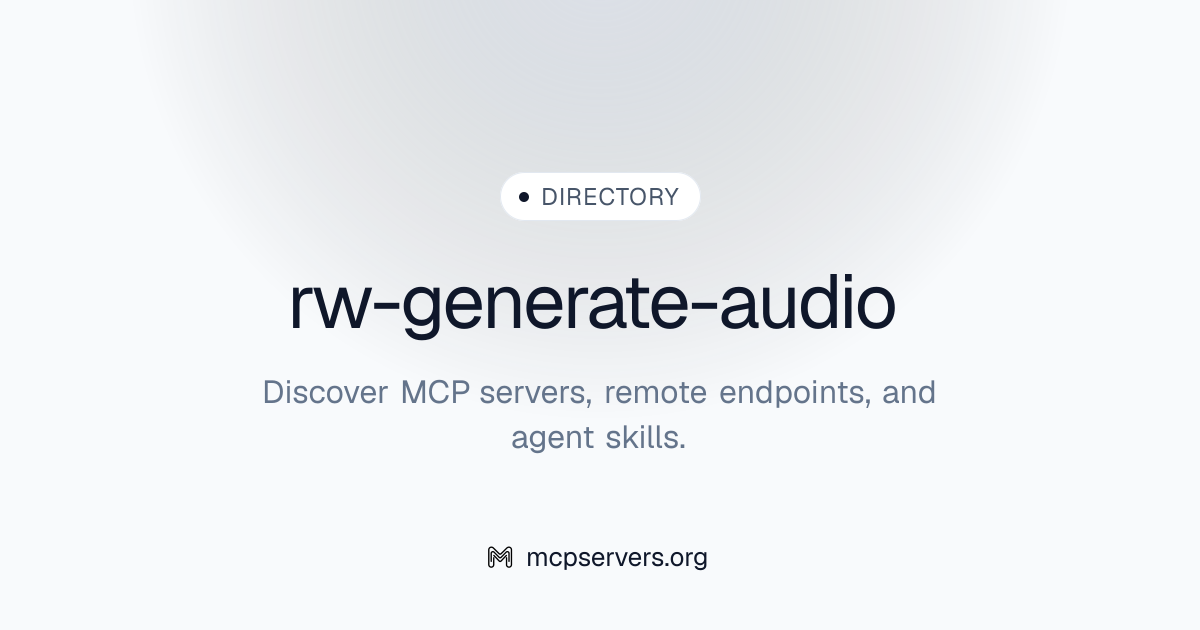 rw-generate-audio | Agent Skills Library
